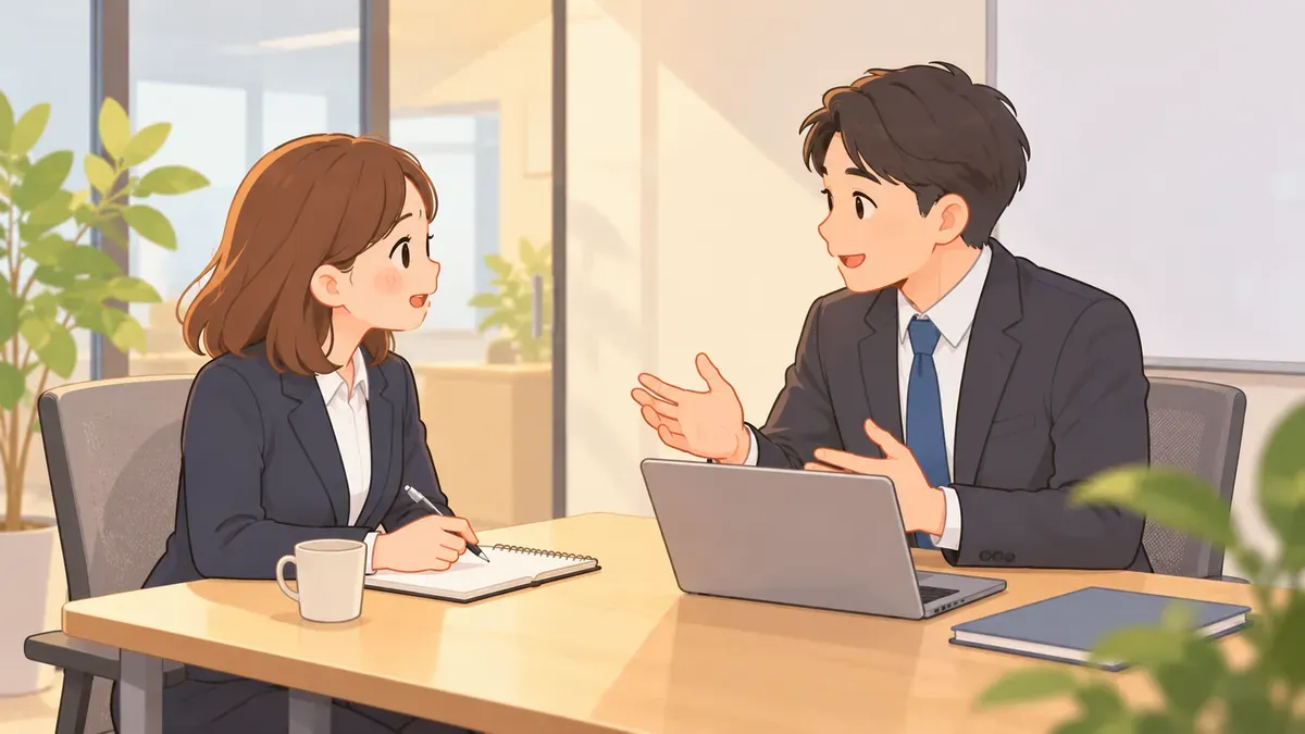 上司に落ち着いて相談する場面
